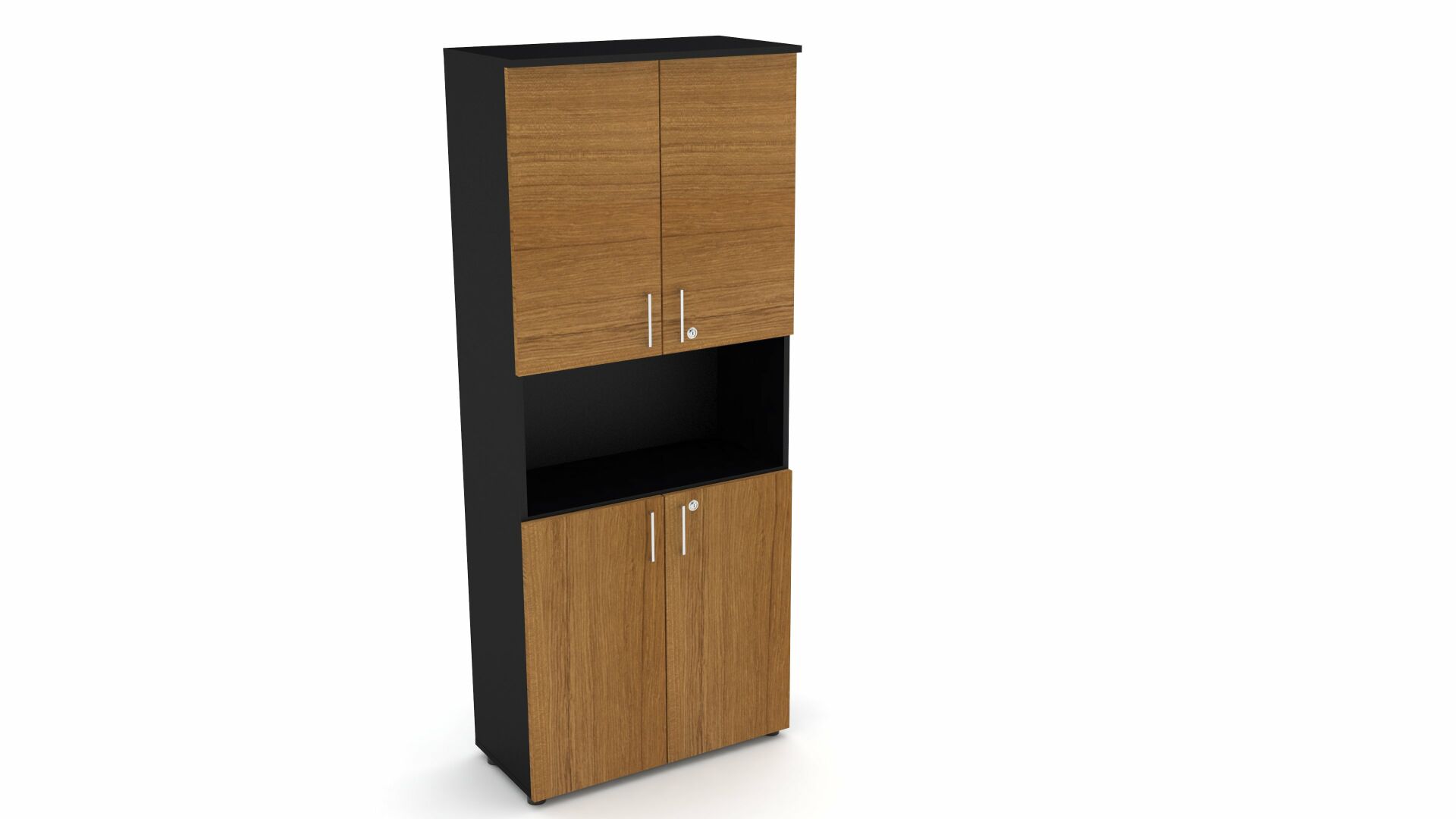 80x38x194 Dört Kapaklı Orta Açık Raflı Dolap