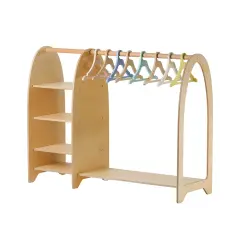 Montessori Doğal Ahşap Aynalı Çocuk Dolabı