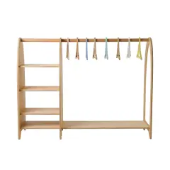 Montessori Doğal Ahşap Aynalı Çocuk Dolabı