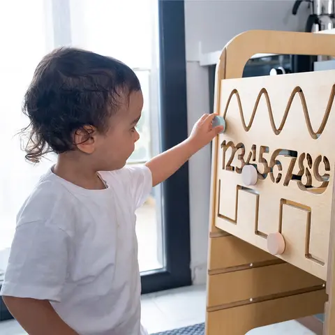 Montessori Doğal Ahşap Öğrenme Kulesi