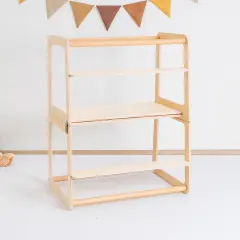 Montessori İkizler İçin Doğal Ahşap Öğrenme Kulesi