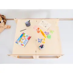 Montessori İkizler İçin Doğal Ahşap Öğrenme Kulesi