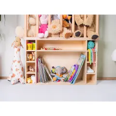 Montessori Pelüş Oyuncak Depolama ve Geniş Kitaplık