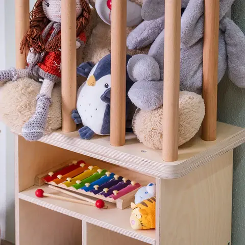 Montessori Pelüş Oyuncak Depolama ve Kitaplık